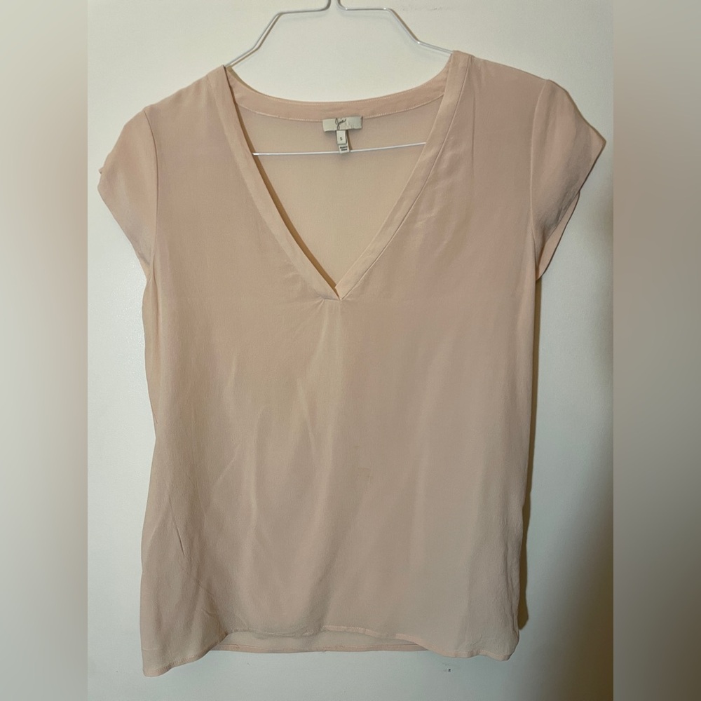 Joie light pink Fitted Cap Sleeve V neck Blouse Small S